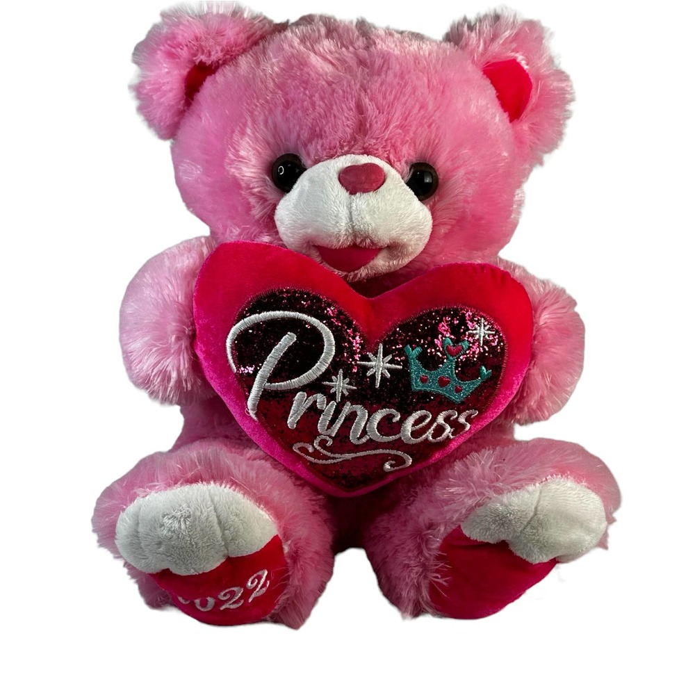 MTY INT. Teddy Bear Stuffed Animal Plush 2022 Valentine’s Pink Princess Large